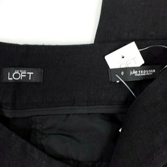 Ann Taylor Loft Womens Black Julie Fit Flat Front Tall Linen Trousers Size 0 - Picture 9 of 10